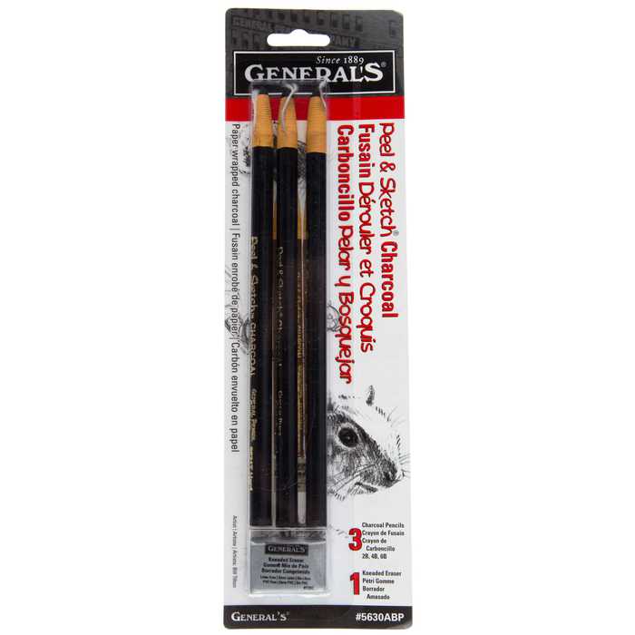Peel & Sketch Charcoal Pencils & Eraser Hobby Lobby 439836